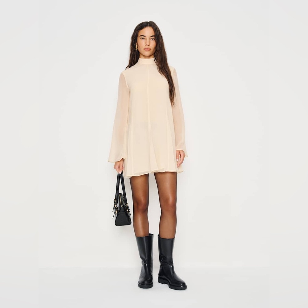 Reformation Cream Long Sleeve Dress